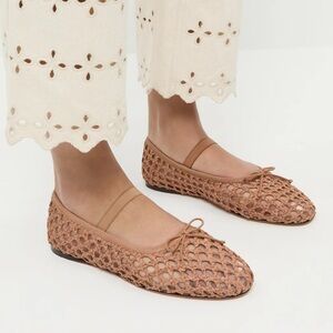 Loeffler Randall Leonie Brown Crochet Ballet Flat